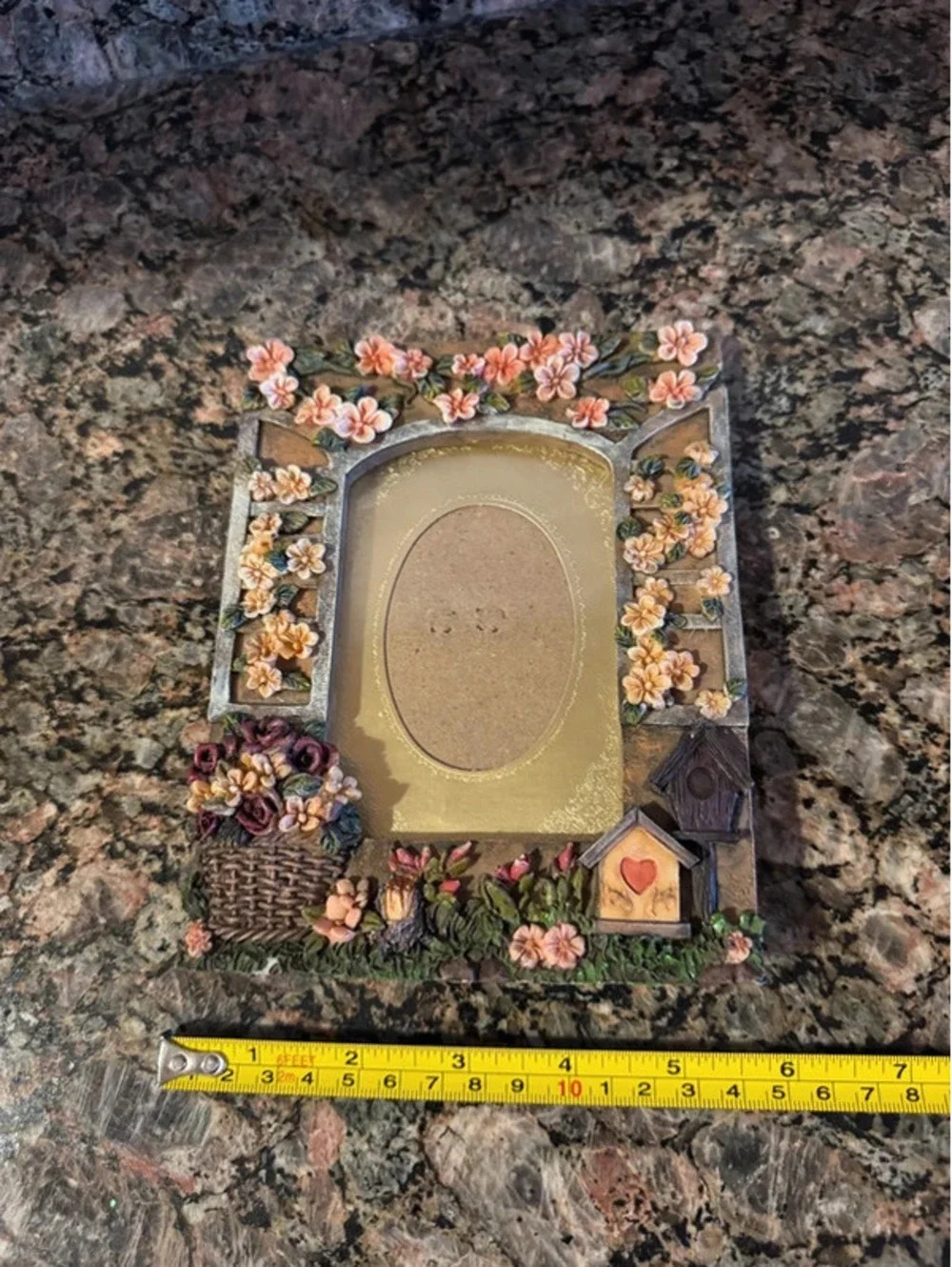 Beautiful Vintage Flower with Bird House picture frame
